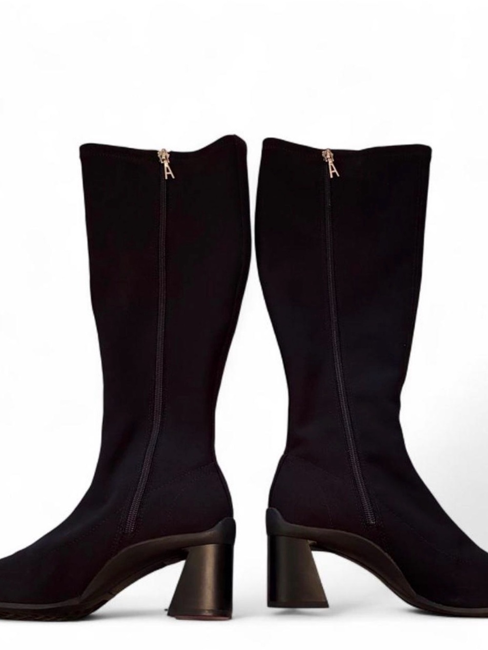 AEROSOLES Black Knee-High Stretch Boots with Block Heel